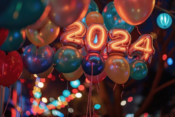 2024 Happy New Year Celebration Party Balloons Free Image