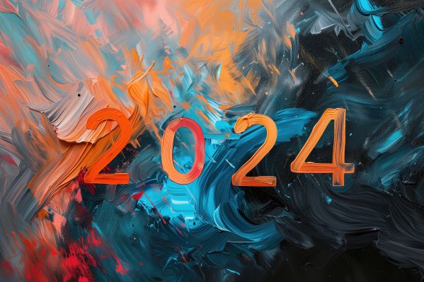 2024 Happy New Year Painted Letters Free Image