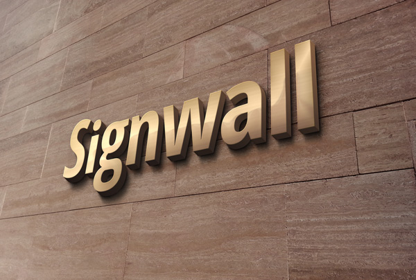 3D Luxury Gold Logo Wall Sign MockUp