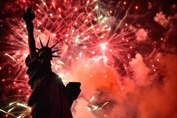 4th of July Free Image Fireworks Statue of Liberty