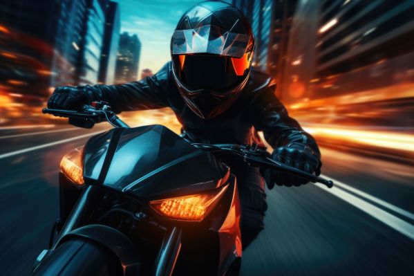 All Black Biker Riding Fast in The City Free Image