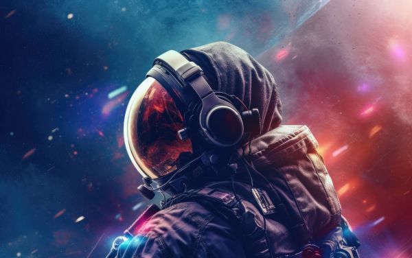 Astronaut Listening to Music Free Image