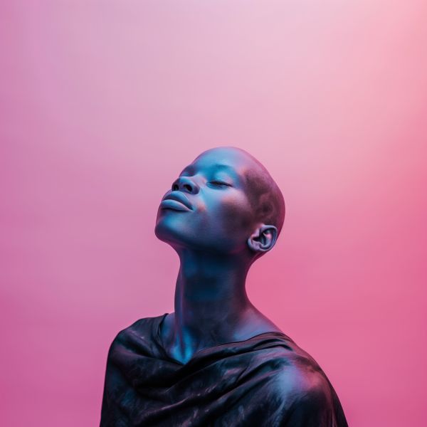 Bald Black Woman Fashion Portrait in a Photo Studio Free Image