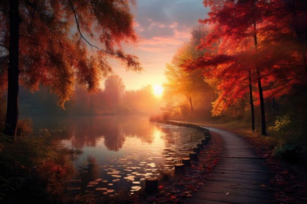 Beautiful Autumn Nature Colors During Sunset Free Image