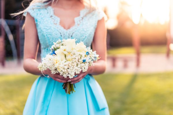 Beautiful Bridesmaid in Blue Dress Free Photo