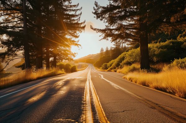 Beautiful Empty Road During Sunset Free Image