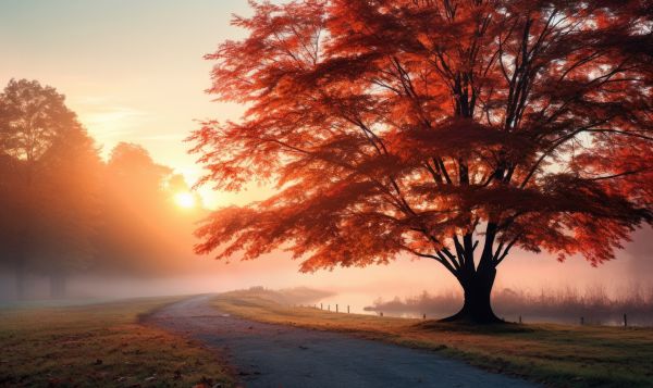 Beautiful Foggy Autumn Morning Nature Scenery Free Image