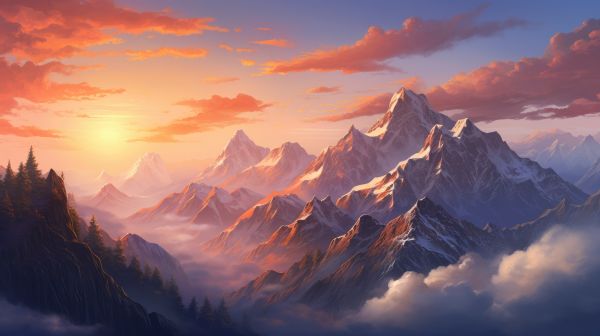 Beautiful Mountain Landscape Before Sunset Free Image