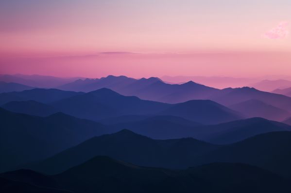 Beautiful Nature Scenery with Mountains and Purple Sky Free Image