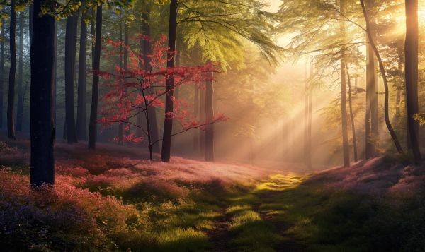 Beautiful Walk in Nature at Morning Sunshine Free Image