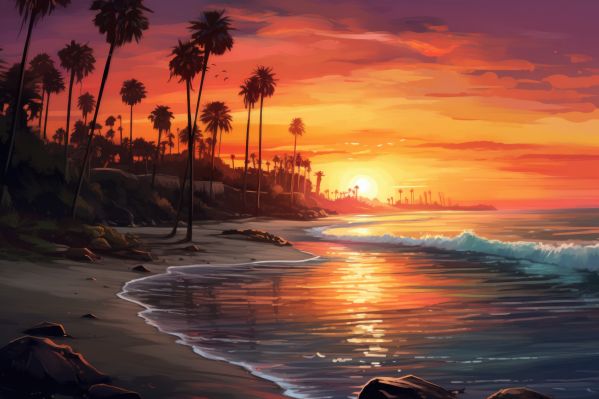 California Aesthetic Sunset with Palms Free Image