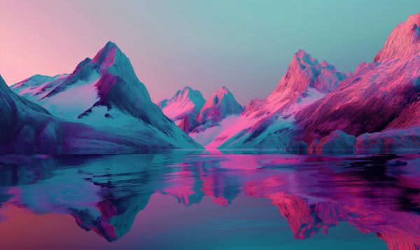 Chromatic Futuristic Mountainscape Free Image