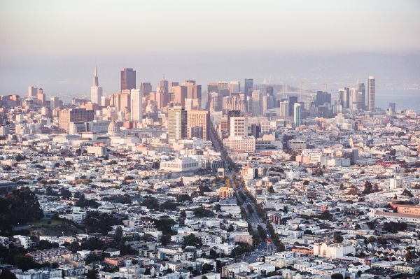 Cityscape View of Financial District Skyscrapers in San Francisco, California Free Stock Photo