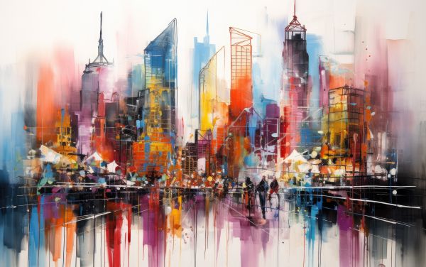 Colorful Painting of New York City Free Image