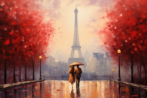 Couple in Love Enjoying Romantic Paris, France Free Image