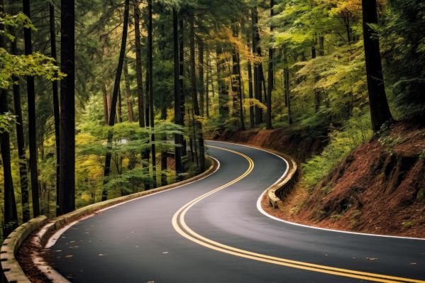 Curved Forest Road Free Image