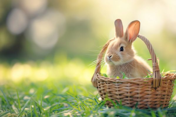 Cute Easter Bunny in a Basket Free Image