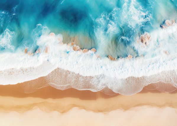 Drone Photography of Sea Wave on Sandy Beach Free Image