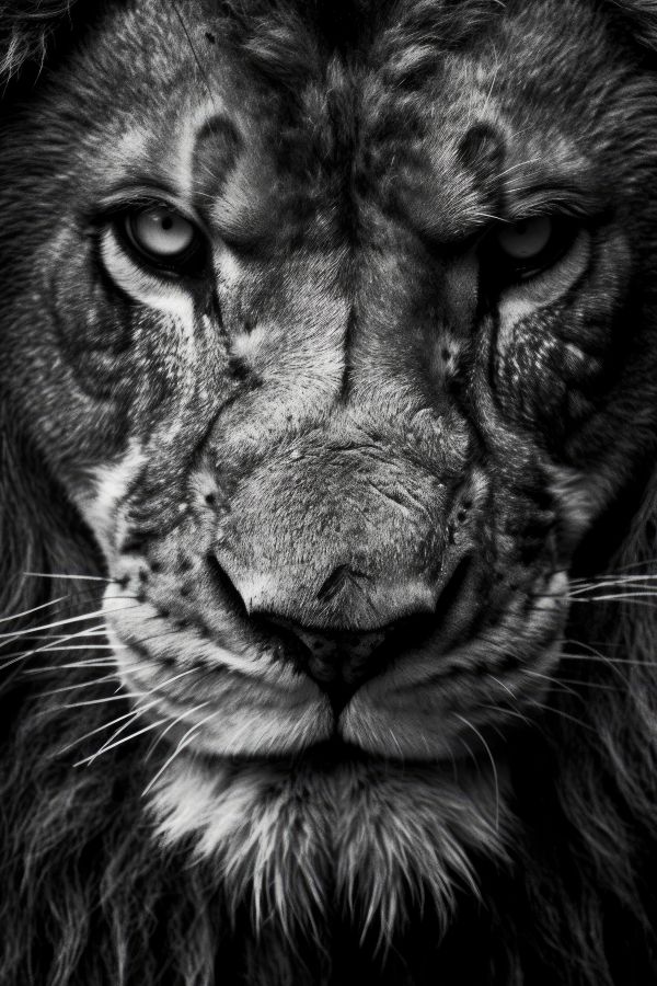 Extreme Close-Up Portrait of an Angry Lion Free Image