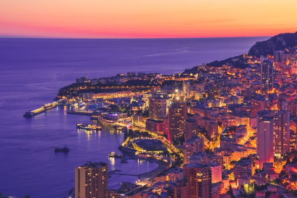 Fancy Monaco City View at Night Free Photo