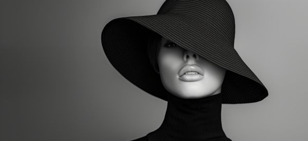 Fashion Portrait of a Young Elegant Lady in a Straw Hat Free Image