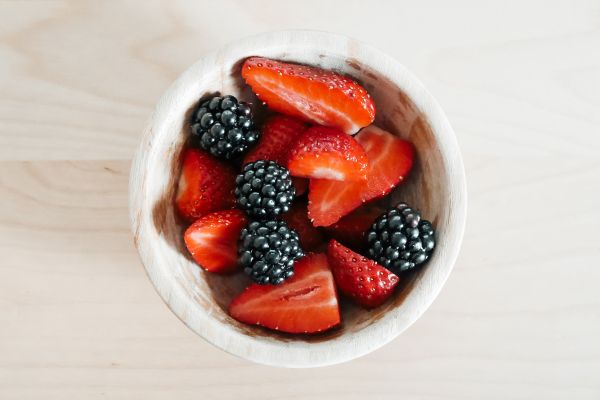 Fresh Strawberries and Blackberries in Little Bowl Free Photo