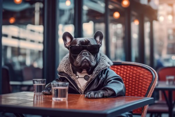 Gangsta Bulldog in a Leather Jacket Free Image