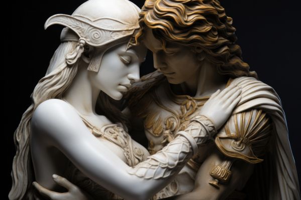 Greek Couple Statues Hugging Free Image