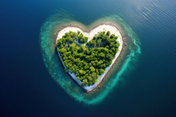 Heart-Shaped Island From Above Free Image