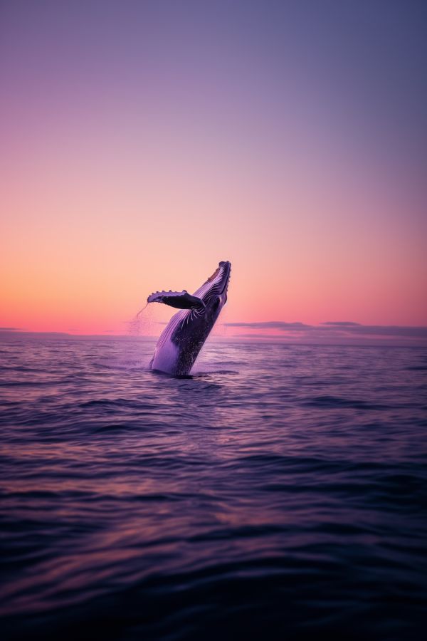 Humpback Whale Jumping in the Ocean Free Image