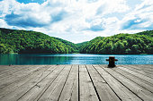 Wooden platform and sea landscape