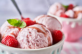 Strawberry Ice Cream with Fresh Strawberries