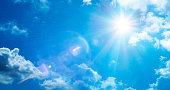 Abstract Weather Concept - Sun In Serene Sky With Flare Effect