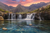 Amazing sunset at the Fairy Pools, Glen Brittle, Isle of Skye, Scotland