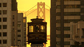 San Francisco Cable Car on California Street at dawn