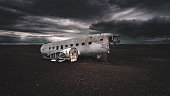 Eerie Dramatic light on Wrecked DC-3 Plane on Sólheimasandur