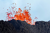 Erupting volcanic crater