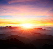 majestic sunrise over the mountains