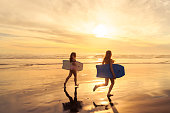 Playful fun with friends by the sea.