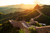 Great wall under sunshine during sunset