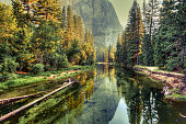 Yosemite Valley Landscape and River, California