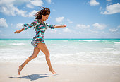 Woman having fun at the beach