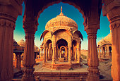 India,Bada Bagh cenotaph in Jaisalmer, Rajasthan