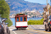 Hyde street and San Francisco tram during summer