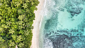 Aerial view of Anse Takamaka -  Mahe Island - Seychelles