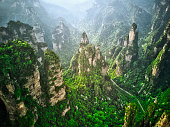 Road into Valley, Mountains in Zhangjiajie, China