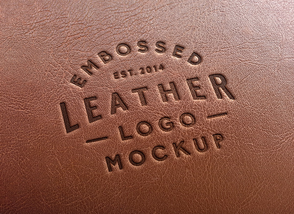 Photorealistic Leather Stamping Logo MockUp