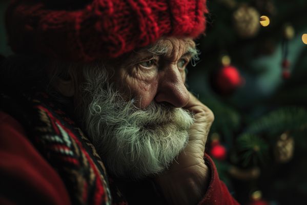 Lonely and Sad Old Man During Christmas Holidays Free Image