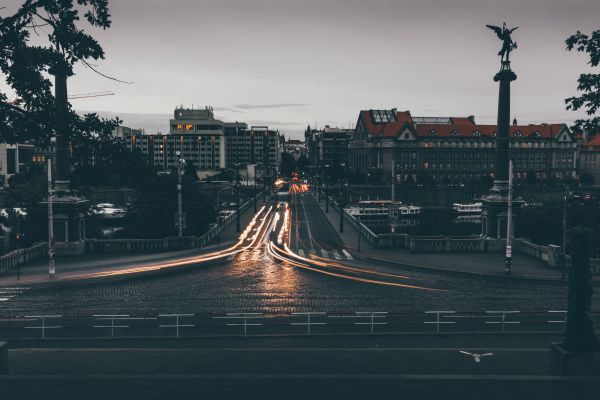 Long Exposure Evening Street in Prague Free Photo