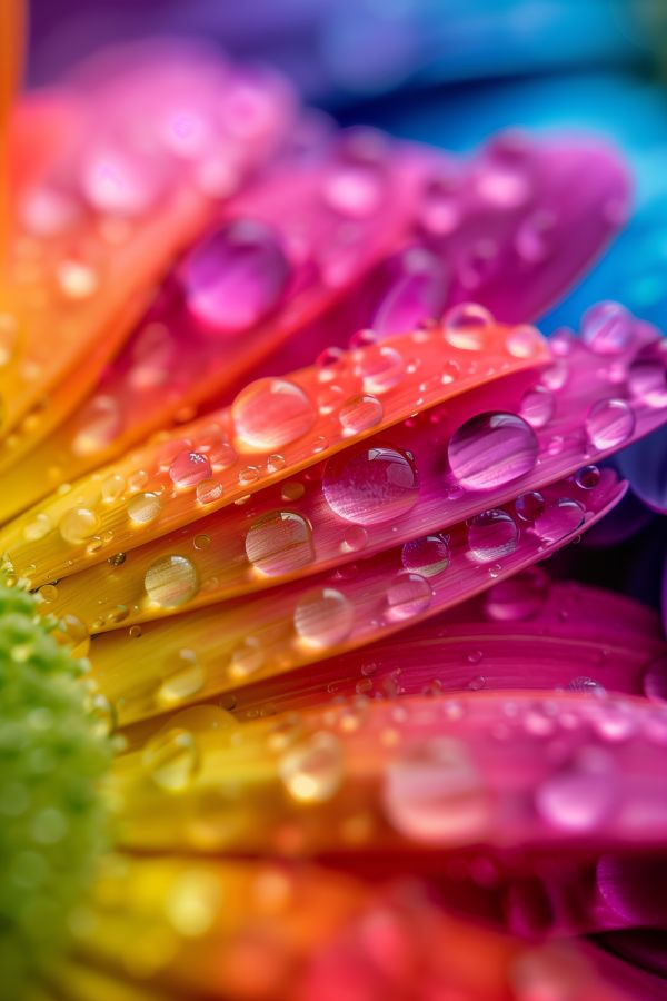 Macro Droplets on a Super Colorful Flower Free Image